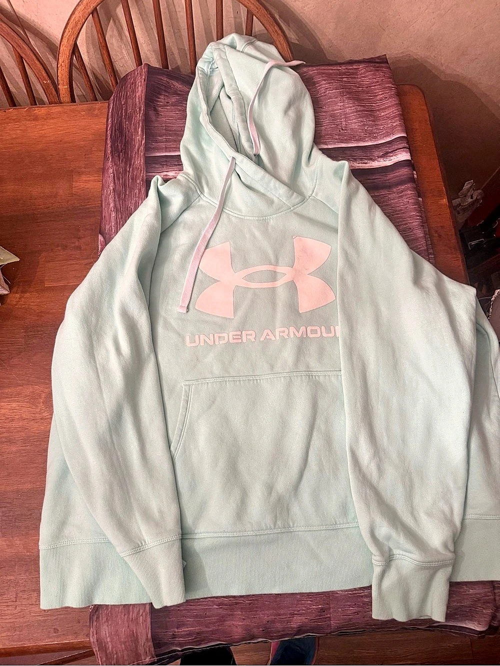 Under Armour Rival Fleece Big Logo Hoodie mint green & white Size 3X